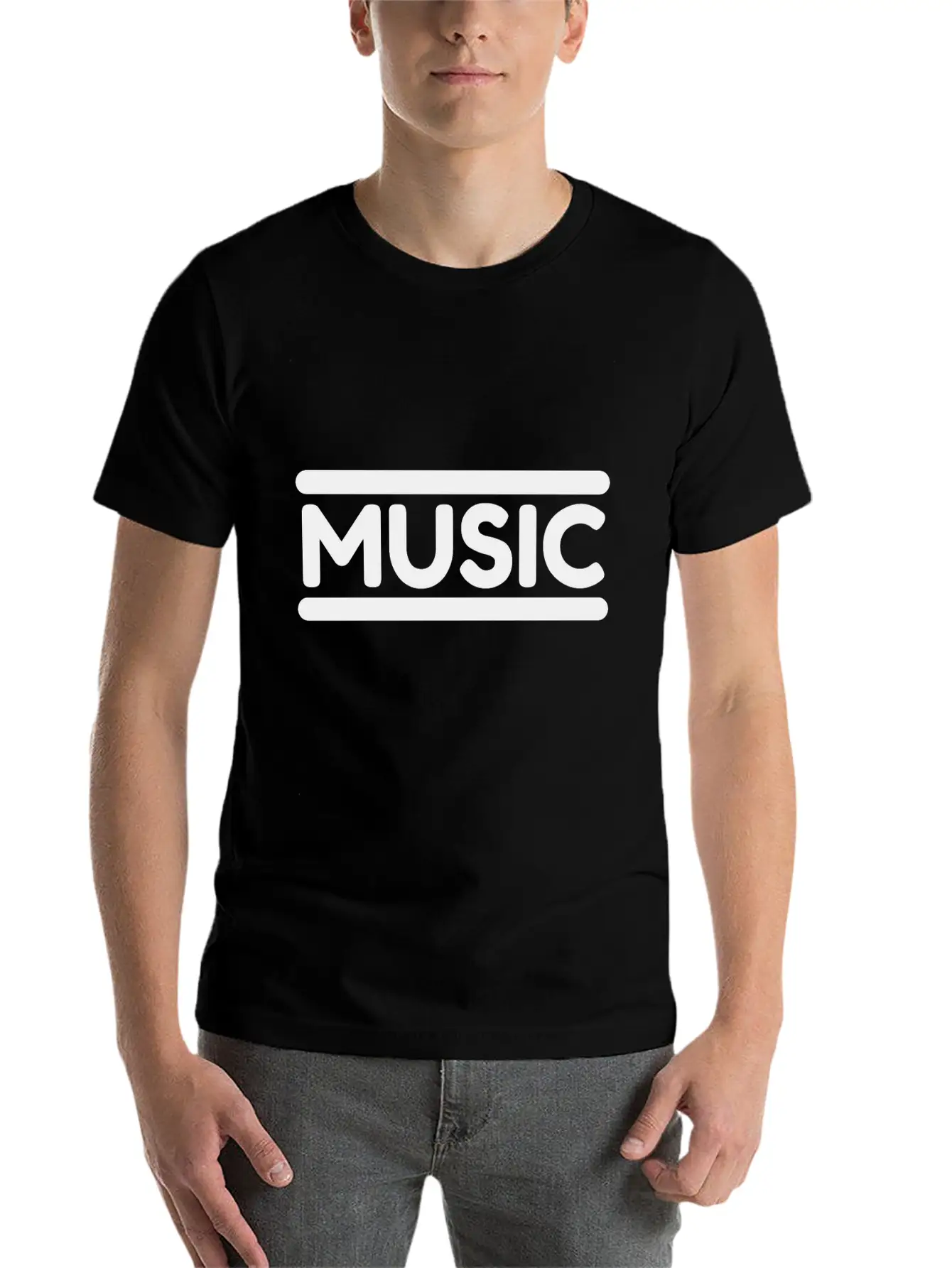 Music - Black Unisex Casual T-Shirt – Clean Design For Daily Comfort