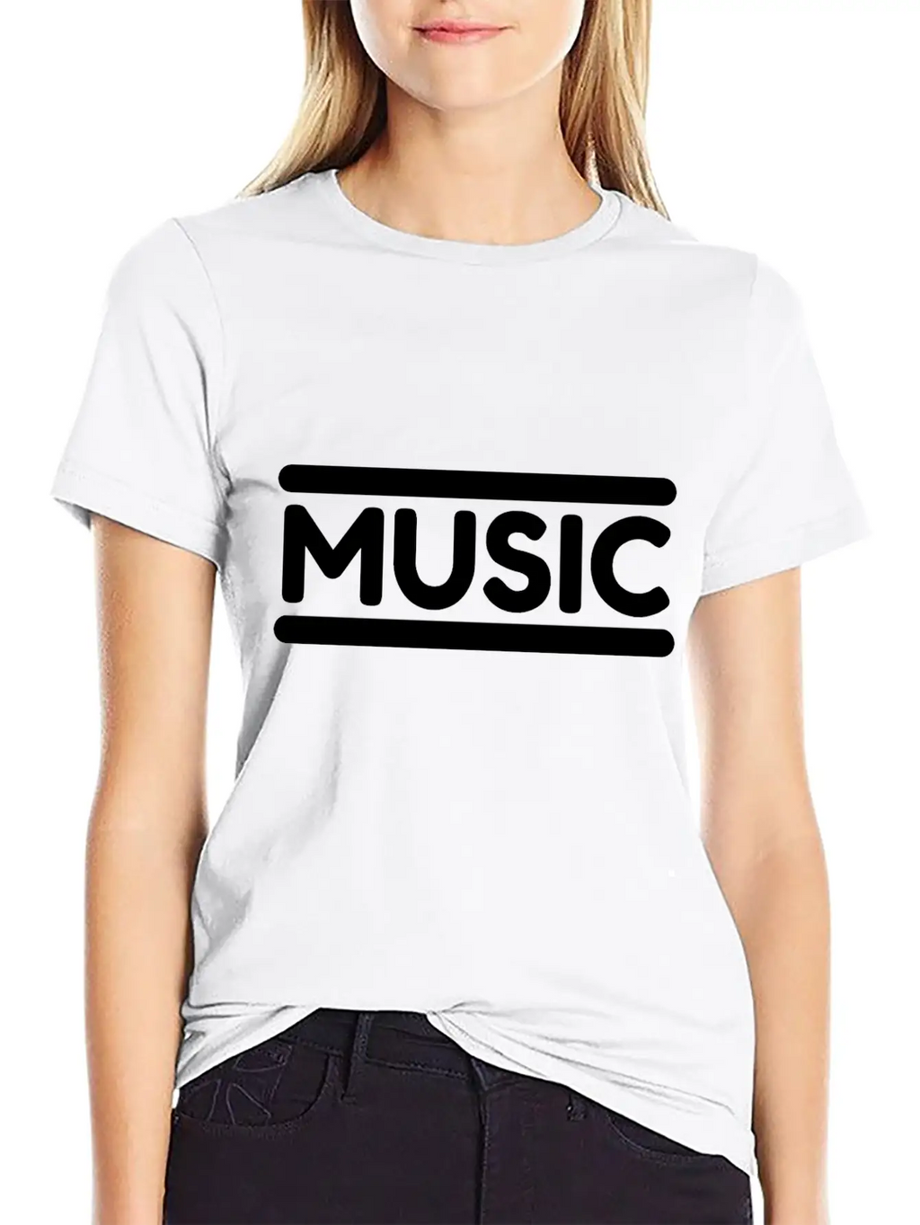 Music - Black Unisex Casual T-Shirt – Clean Design For Daily Comfort