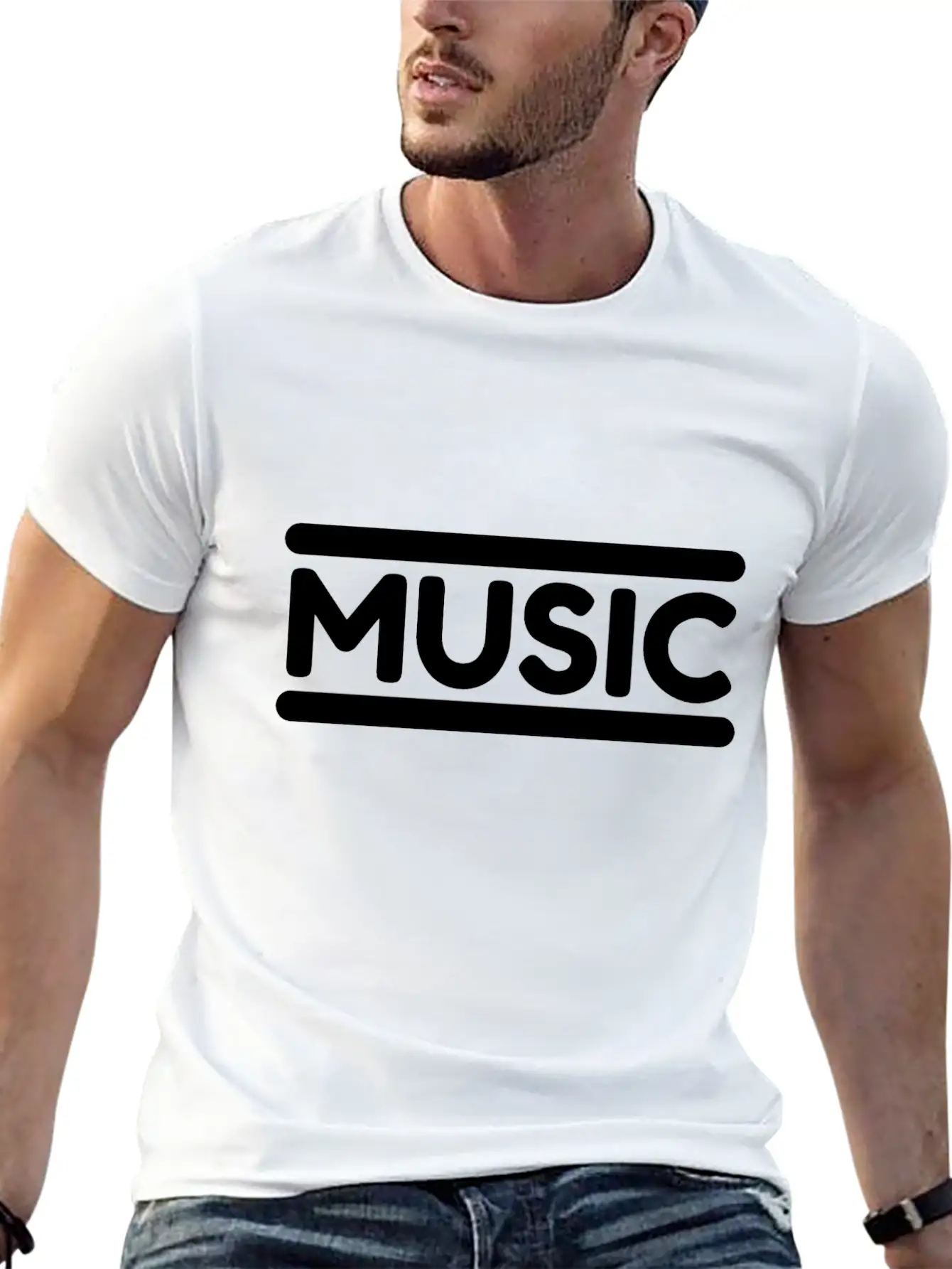 Music - Black Unisex Casual T-Shirt – Clean Design For Daily Comfort