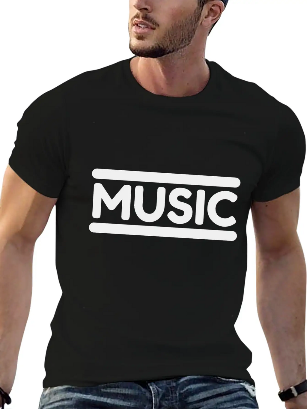 Music - Black Unisex Casual T-Shirt – Clean Design For Daily Comfort