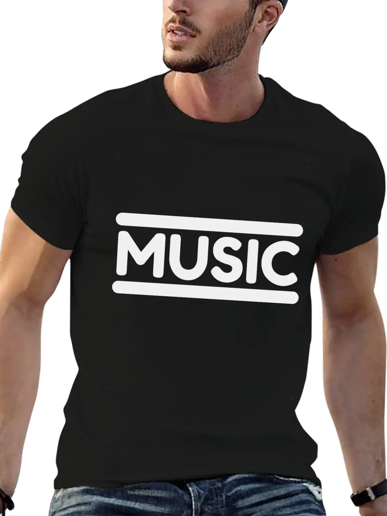 Music - Black Unisex Casual T-Shirt – Clean Design For Daily Comfort