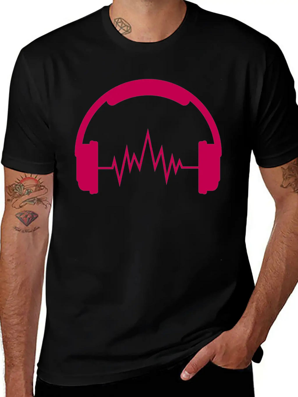 Music Headphones Unisex Short Sleeve Soft Cotton T-Shirt – Casual Everyday Wear