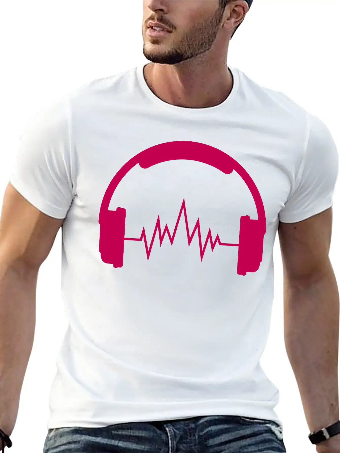 Music Headphones Unisex Short Sleeve Soft Cotton T-Shirt – Casual Everyday Wear