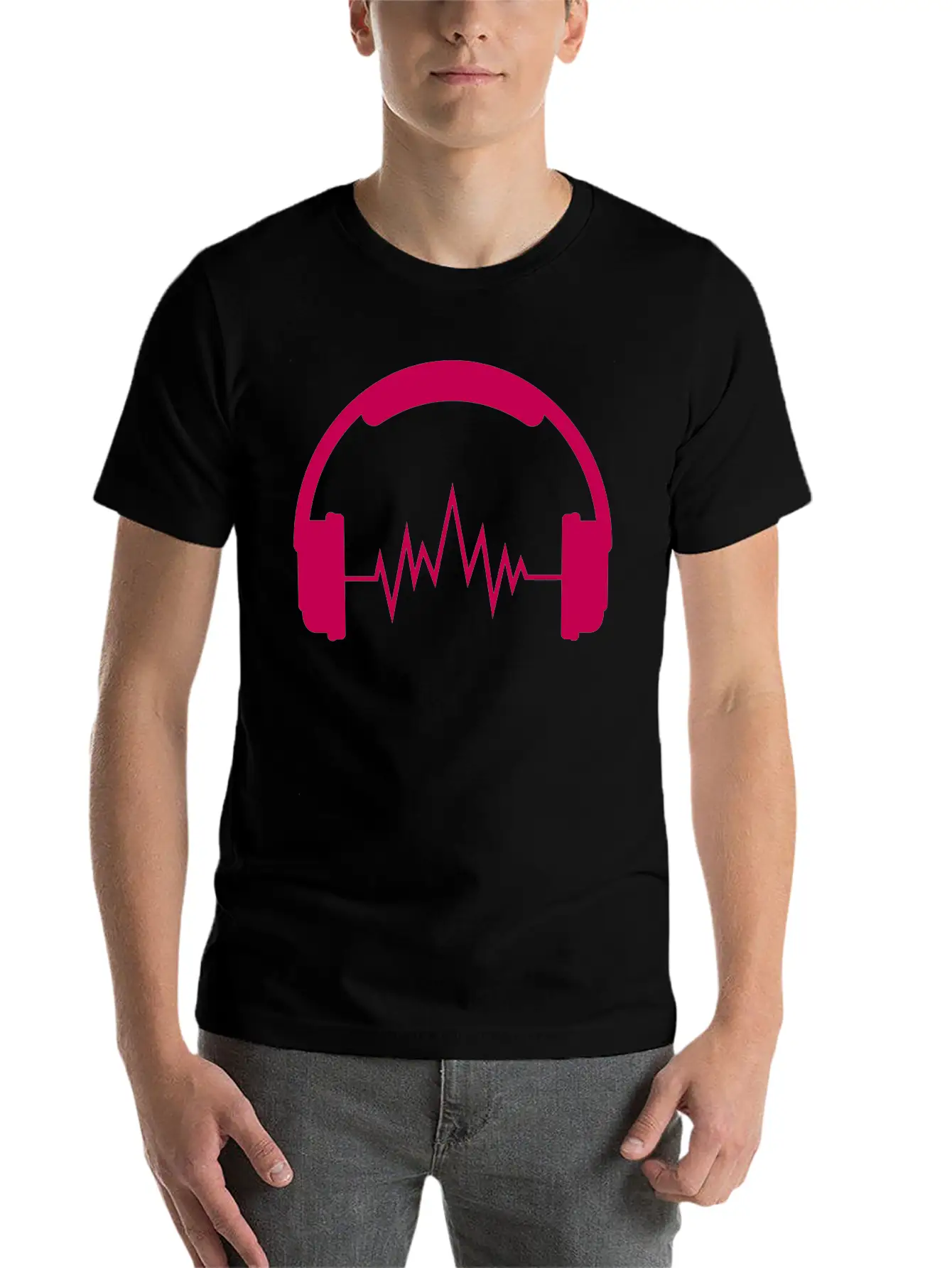 Music Headphones Unisex Short Sleeve Soft Cotton T-Shirt – Casual Everyday Wear