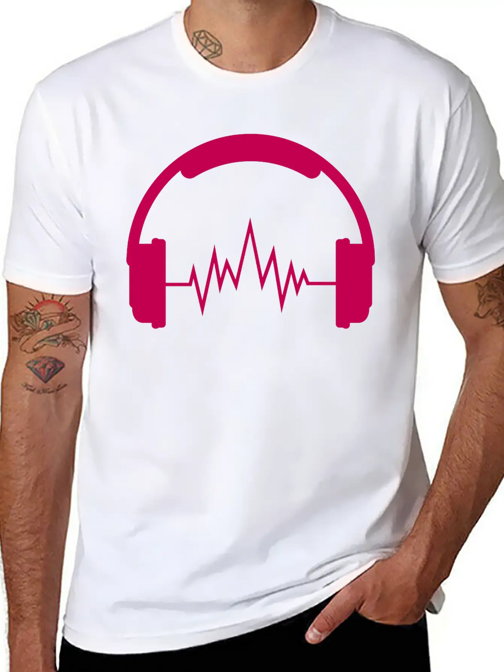Music Headphones Unisex Short Sleeve Soft Cotton T-Shirt – Casual Everyday Wear