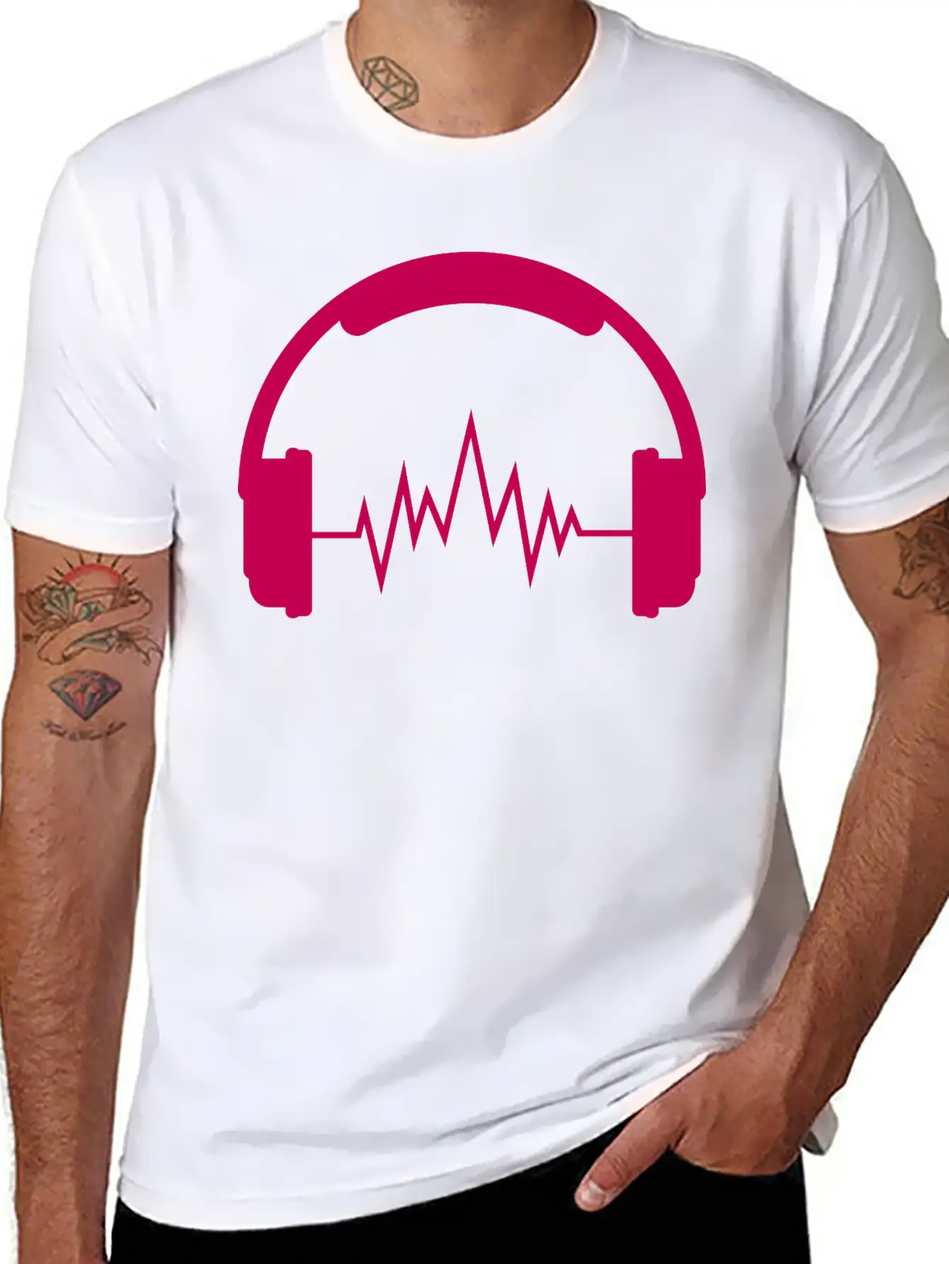 Music Headphones Unisex Short Sleeve Soft Cotton T-Shirt – Casual Everyday Wear