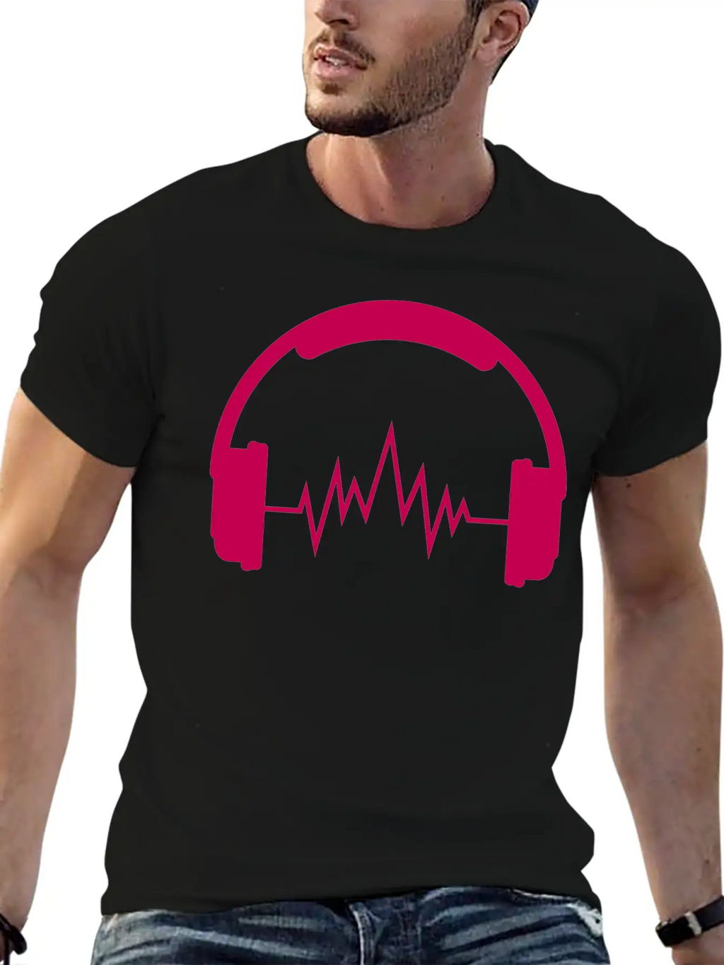Music Headphones Unisex Short Sleeve Soft Cotton T-Shirt – Casual Everyday Wear