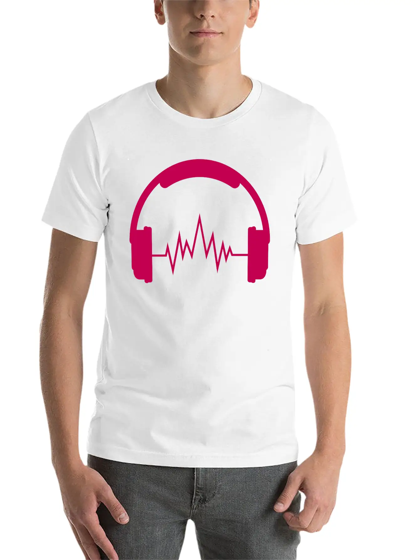 Music Headphones Unisex Short Sleeve Soft Cotton T-Shirt – Casual Everyday Wear
