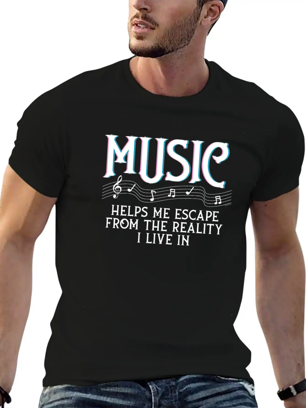 Music Helps Me Escape Unisex Casual T-Shirt – Clean Design For Daily Comfort