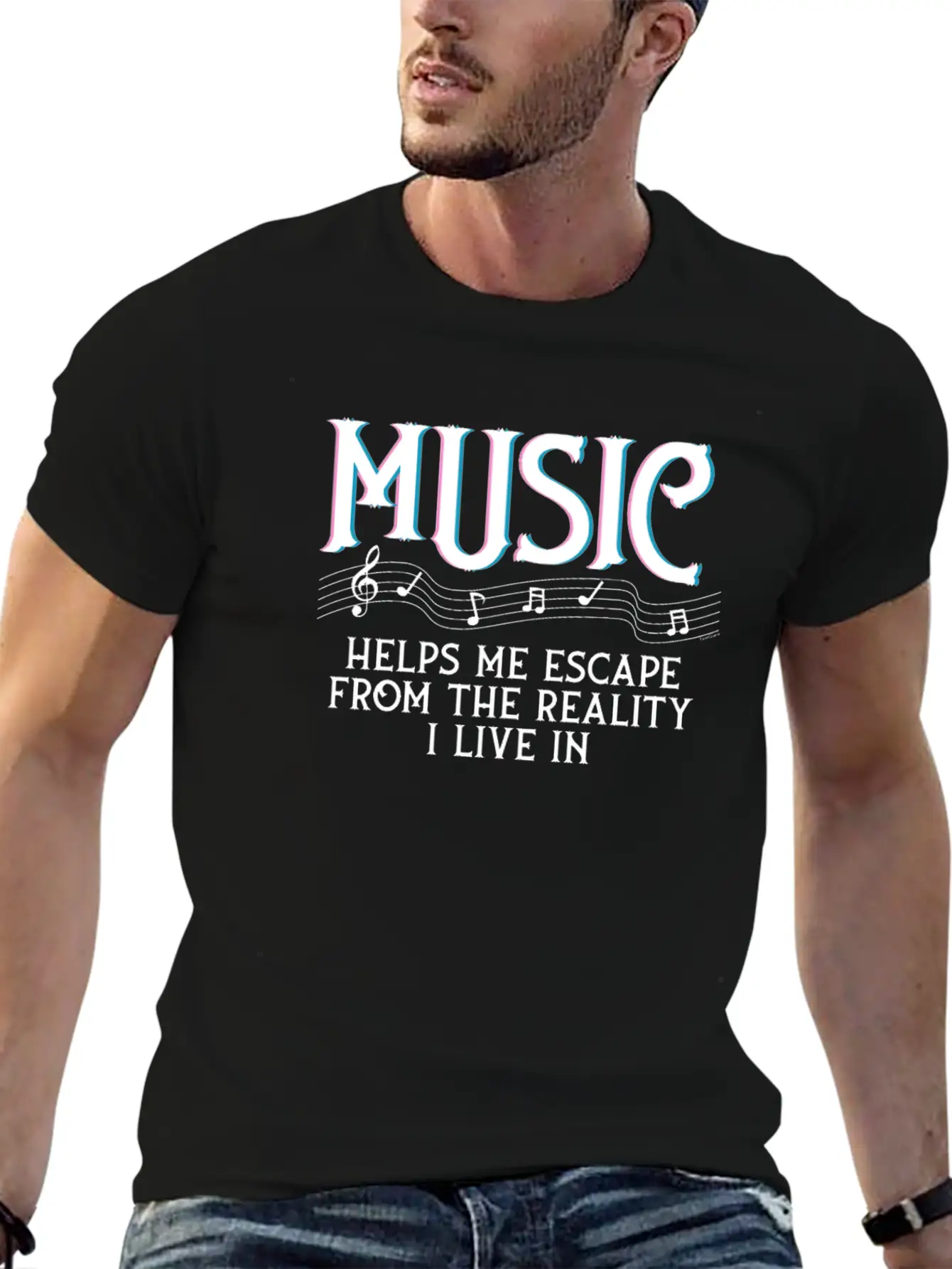 Music Helps Me Escape Unisex Casual T-Shirt – Clean Design For Daily Comfort