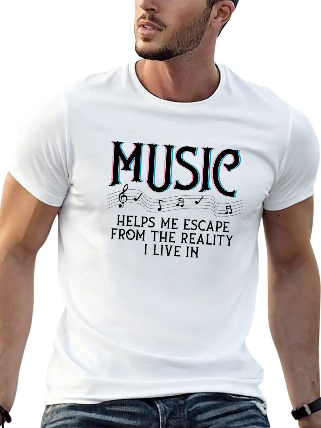 Music Helps Me Escape Unisex Casual T-Shirt – Clean Design For Daily Comfort