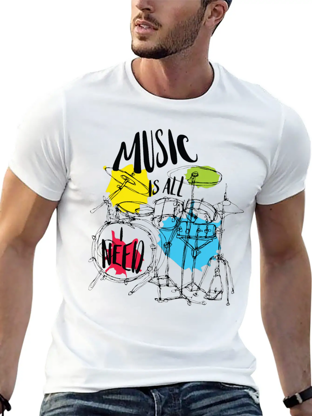 Music Is All Need Casual Graphic T-Shirt – Simple And Comfortable Daily Wear