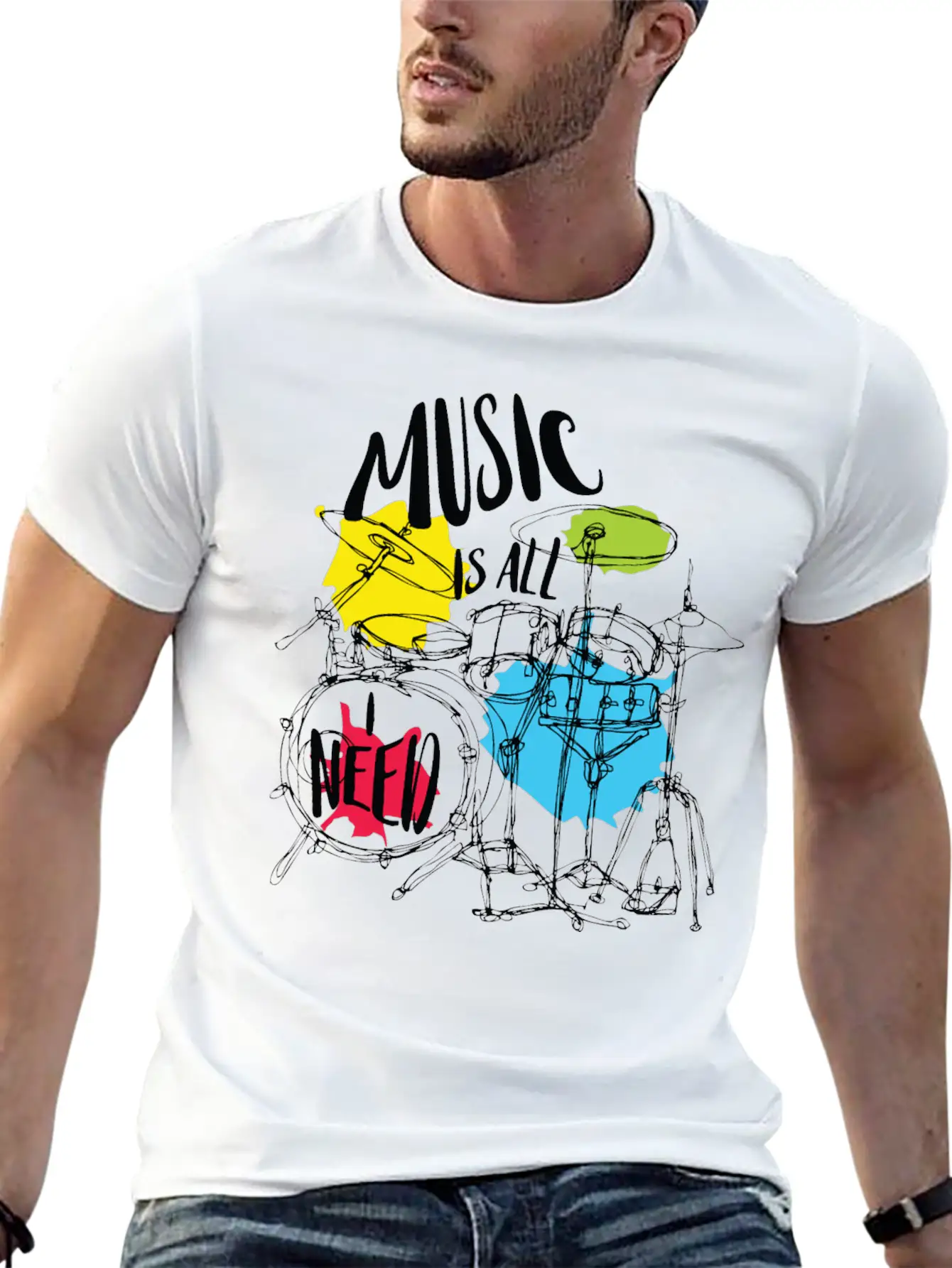 Music Is All Need Casual Graphic T-Shirt – Simple And Comfortable Daily Wear