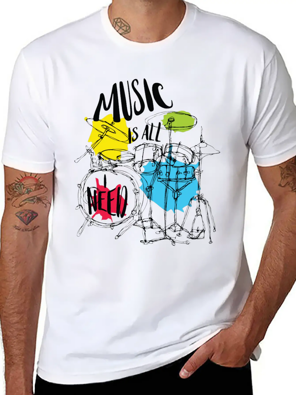 Music Is All Need Casual Graphic T-Shirt – Simple And Comfortable Daily Wear