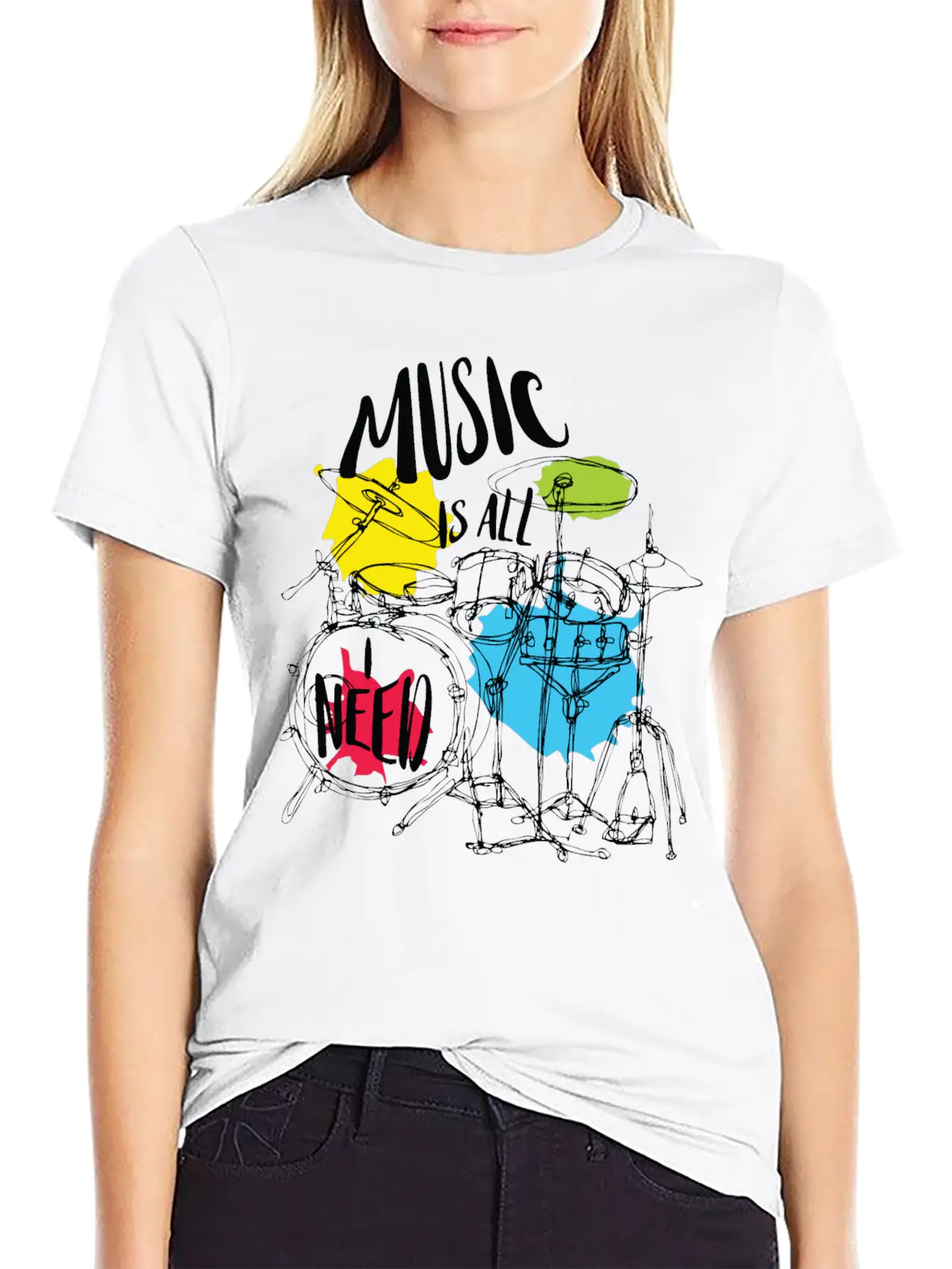 Music Is All Need Casual Graphic T-Shirt – Simple And Comfortable Daily Wear