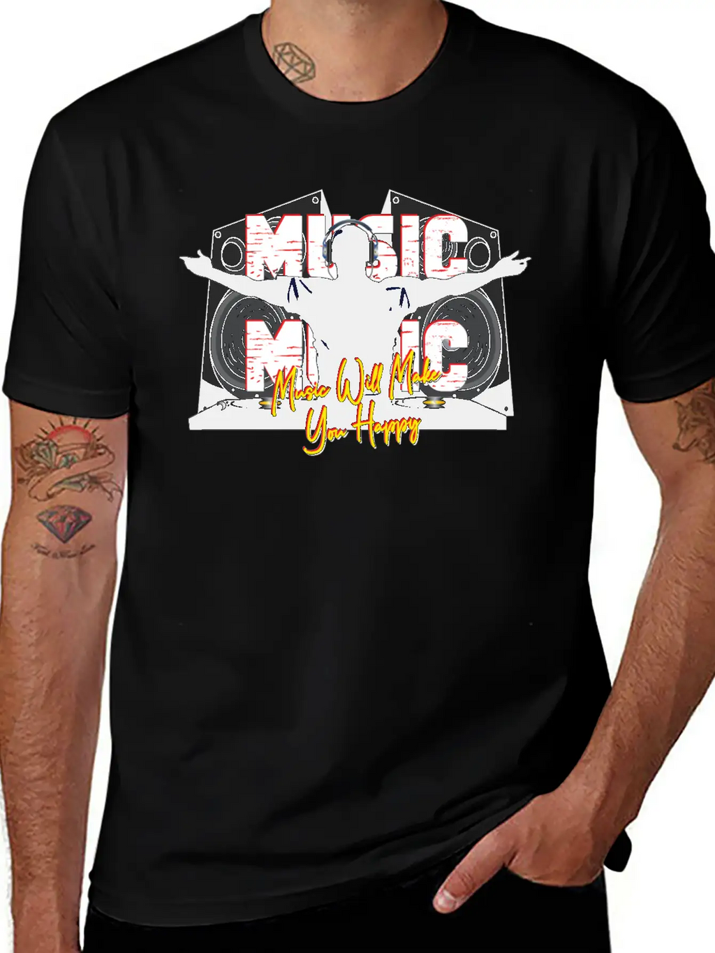 Music Is Happiness Breathable Soft Cotton T-Shirt – Timeless Casual Look