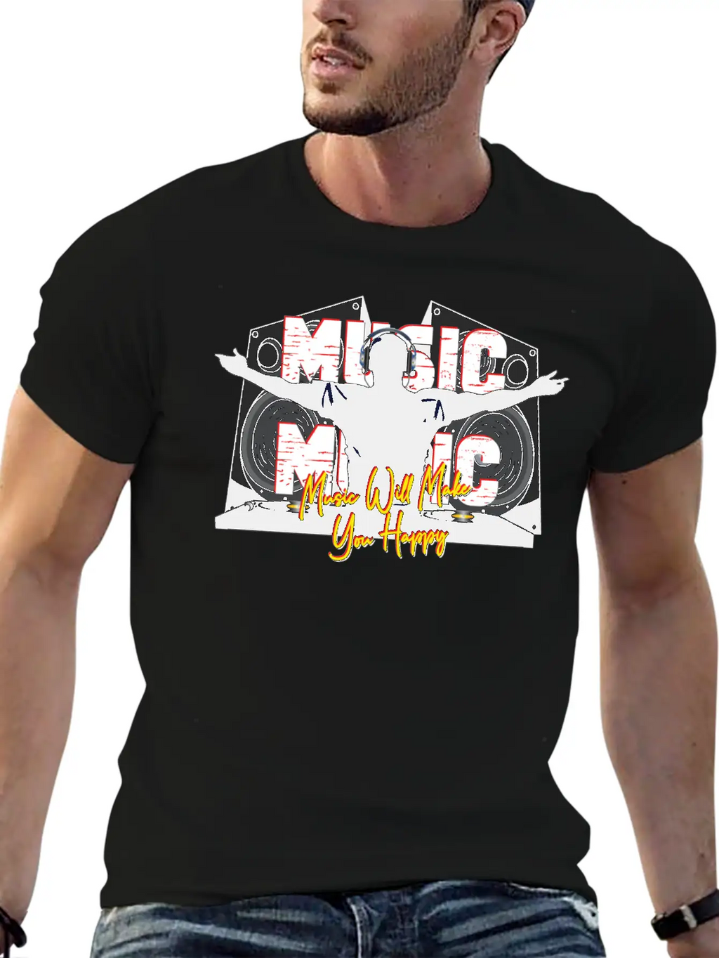Music Is Happiness Breathable Soft Cotton T-Shirt – Timeless Casual Look