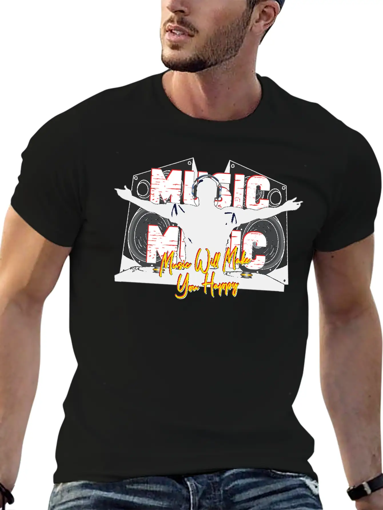 Music Is Happiness Breathable Soft Cotton T-Shirt – Timeless Casual Look