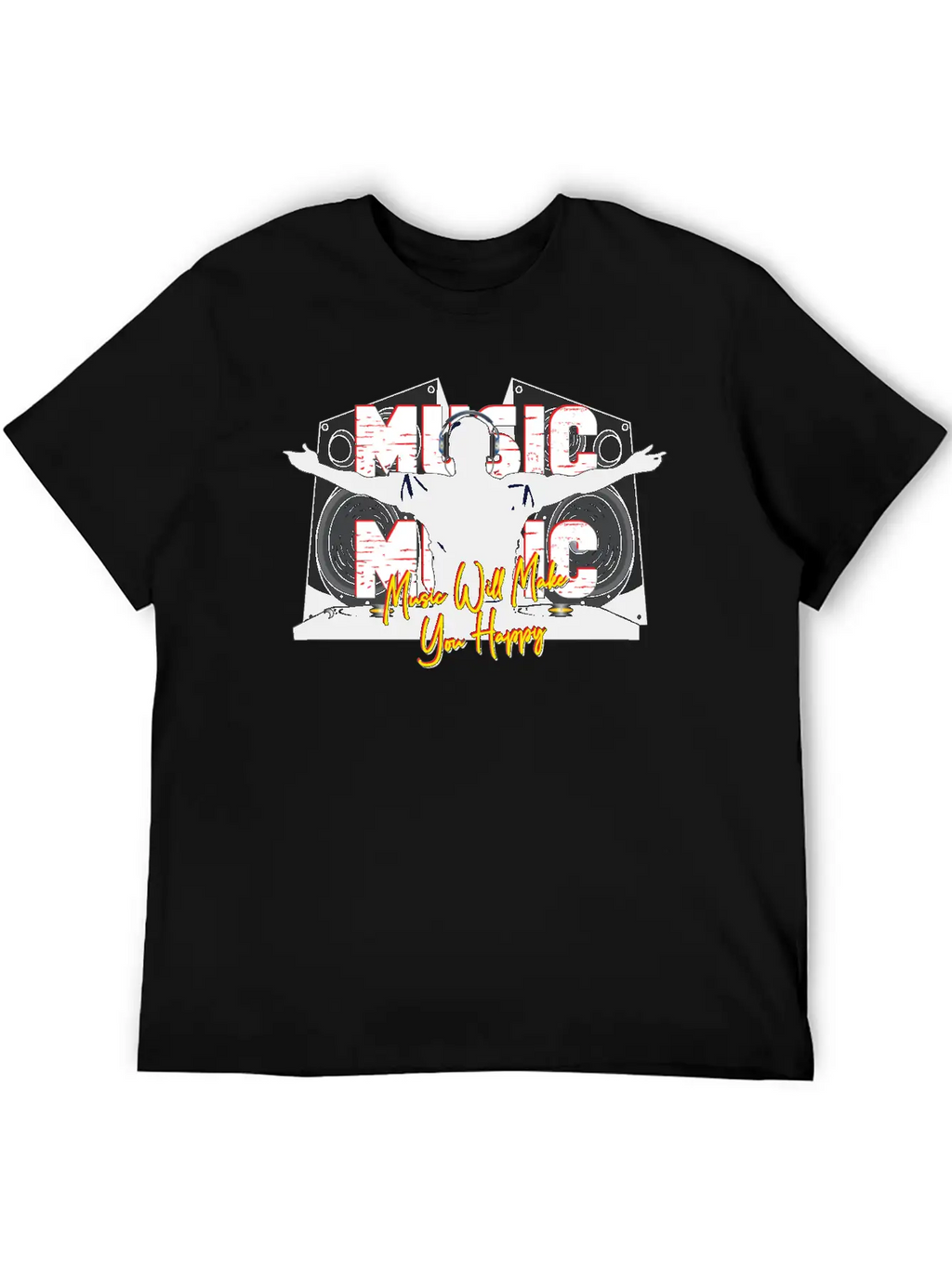 Music Is Happiness Breathable Soft Cotton T-Shirt – Timeless Casual Look