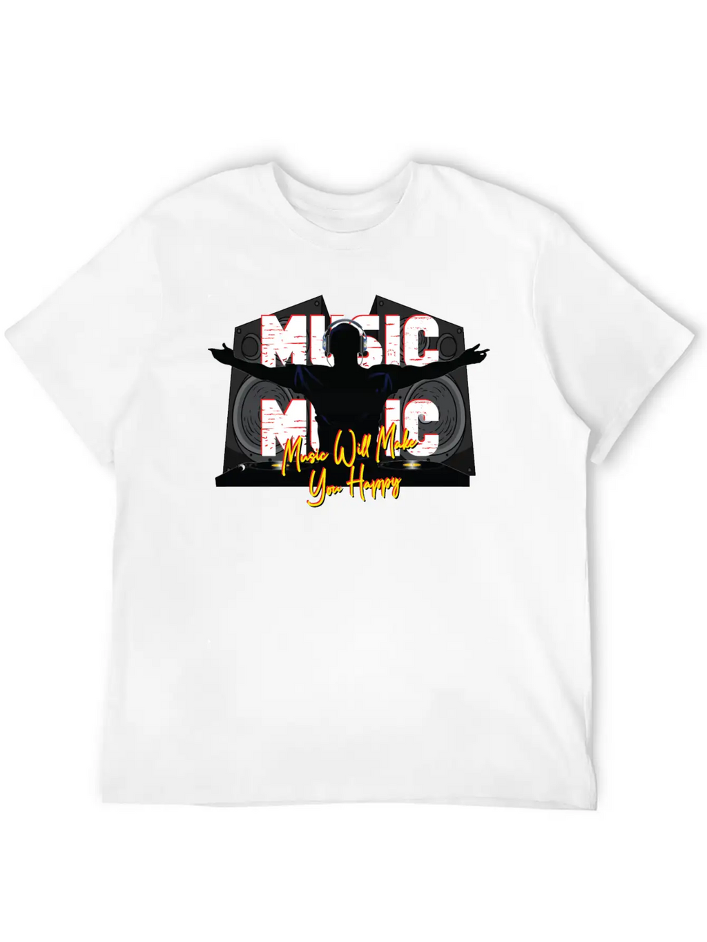 Music Is Happiness Breathable Soft Cotton T-Shirt – Timeless Casual Look