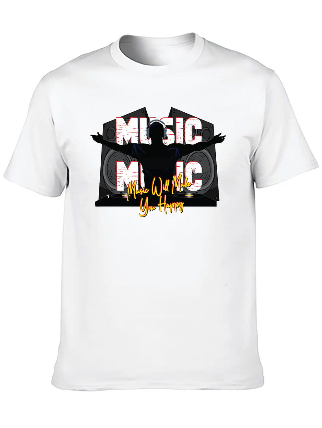 Music Is Happiness Breathable Soft Cotton T-Shirt – Timeless Casual Look