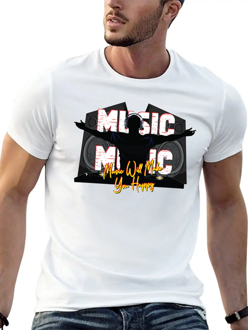 Music Is Happiness Breathable Soft Cotton T-Shirt – Timeless Casual Look