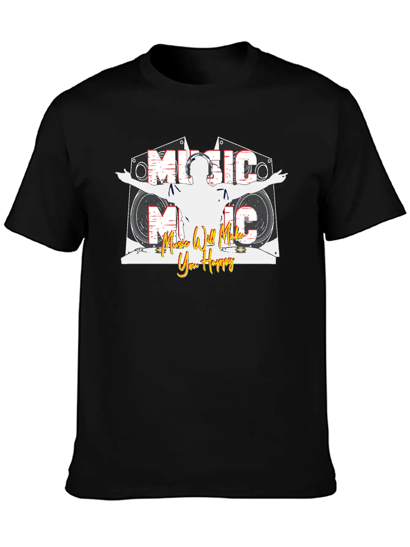 Music Is Happiness Breathable Soft Cotton T-Shirt – Timeless Casual Look