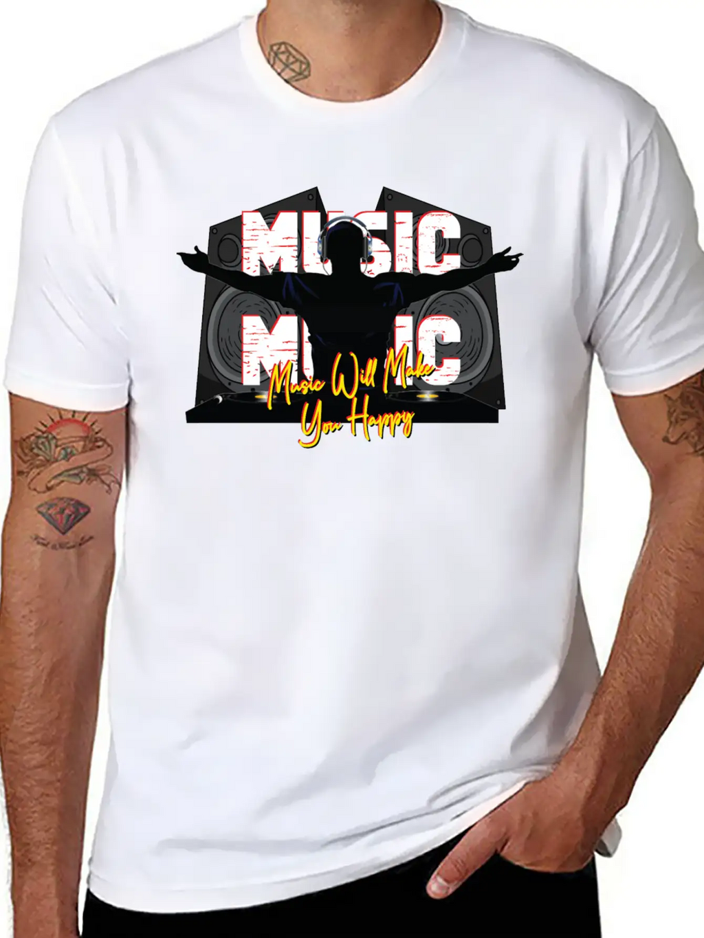 Music Is Happiness Breathable Soft Cotton T-Shirt – Timeless Casual Look