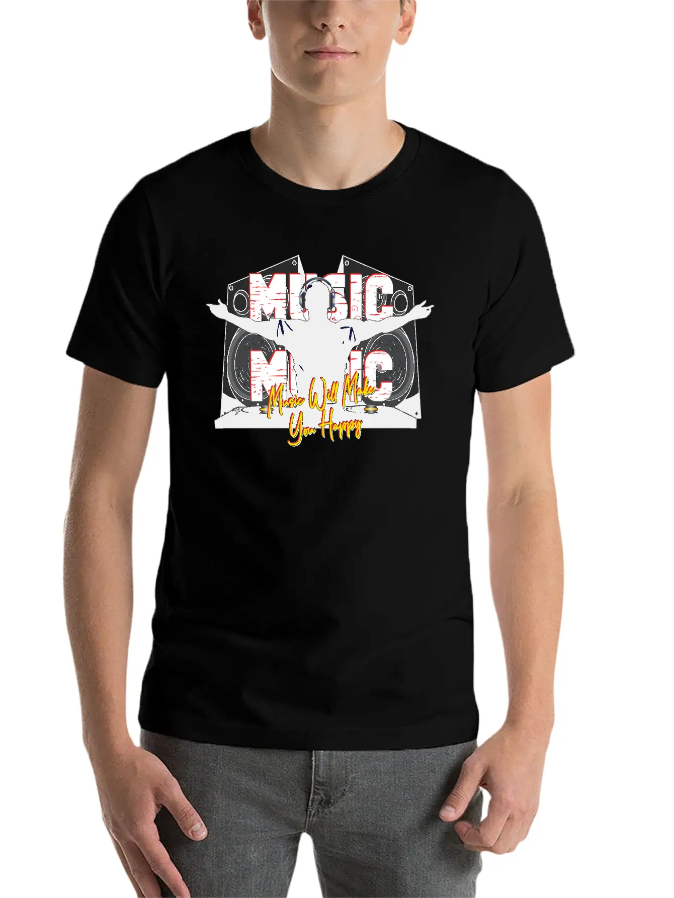 Music Is Happiness Breathable Soft Cotton T-Shirt – Timeless Casual Look