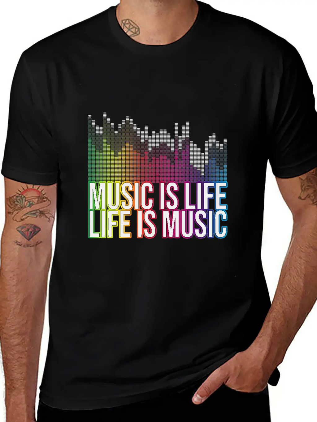 Music Is Life Life Is Music Eq Equalizer Design Gi Unisex Casual T-Shirt – Clean Design For Daily Comfort