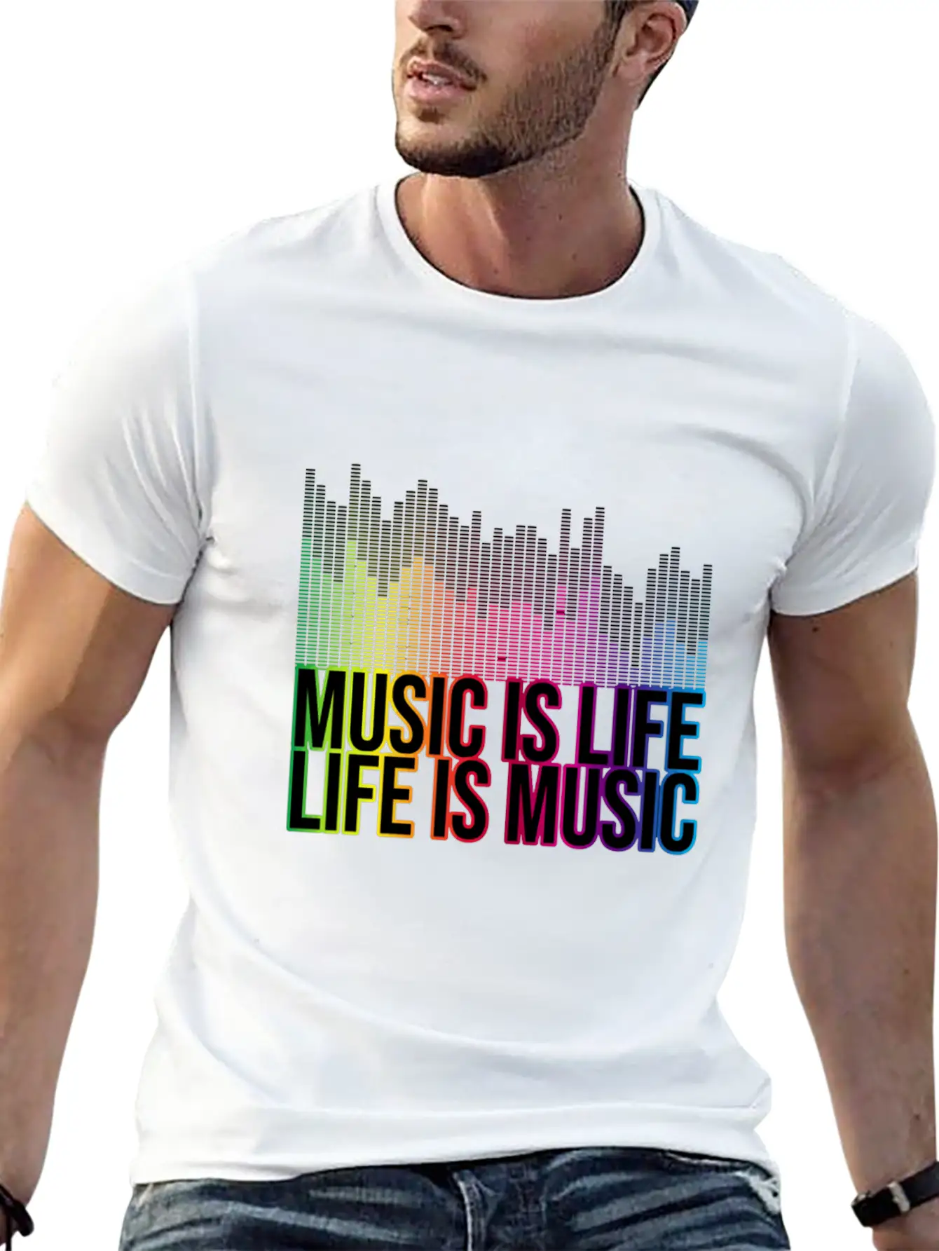 Music Is Life Life Is Music Eq Equalizer Design Gi Unisex Casual T-Shirt – Clean Design For Daily Comfort
