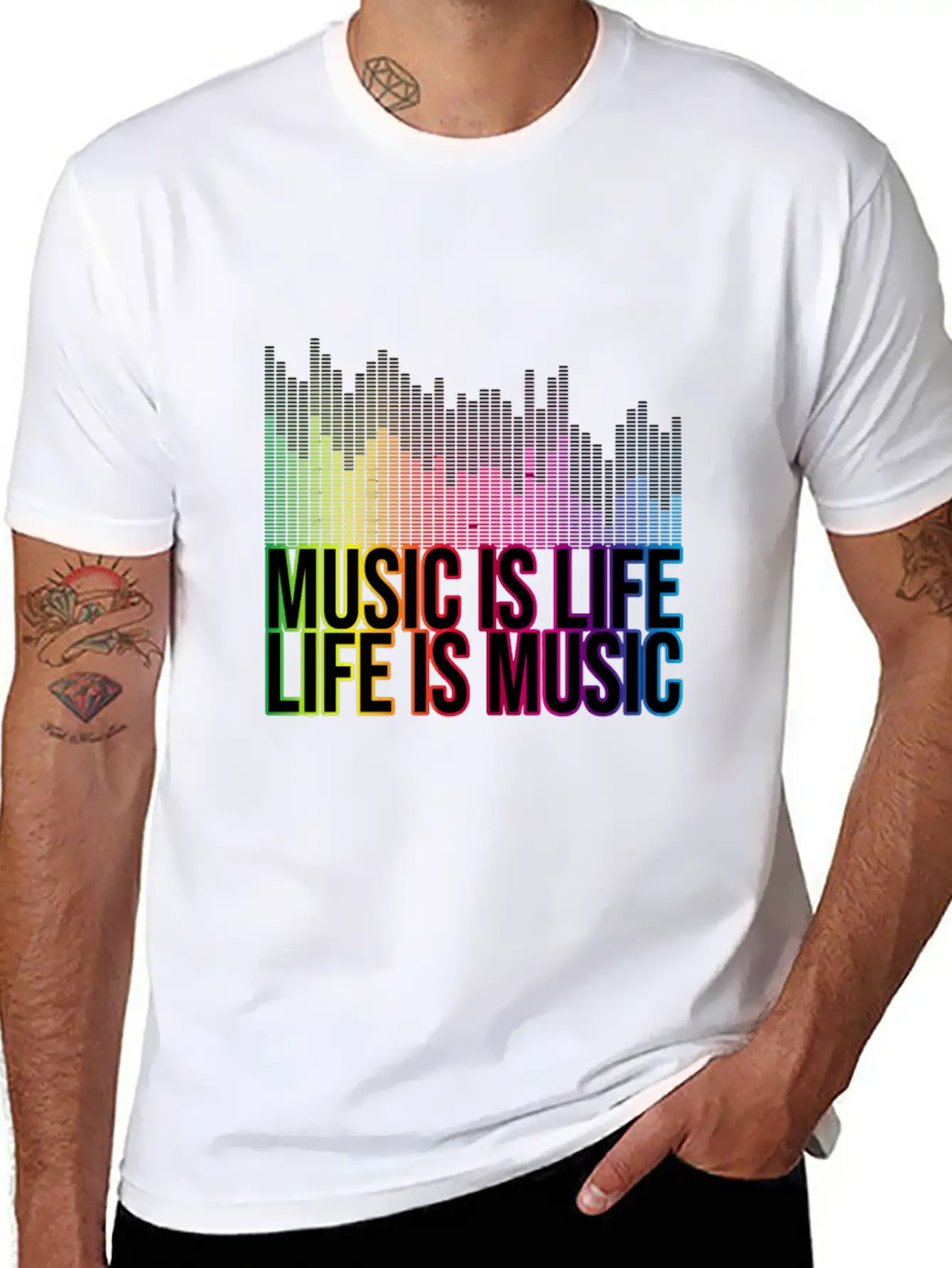 Music Is Life Life Is Music Eq Equalizer Design Gi Unisex Casual T-Shirt – Clean Design For Daily Comfort