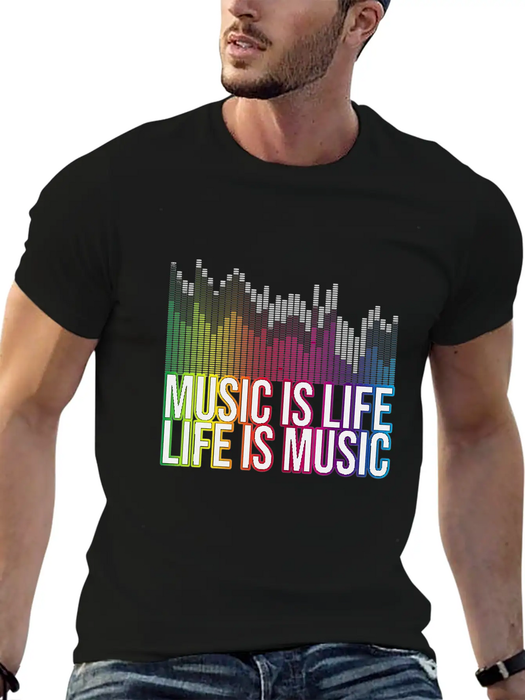 Music Is Life Life Is Music Eq Equalizer Design Gi Unisex Casual T-Shirt – Clean Design For Daily Comfort