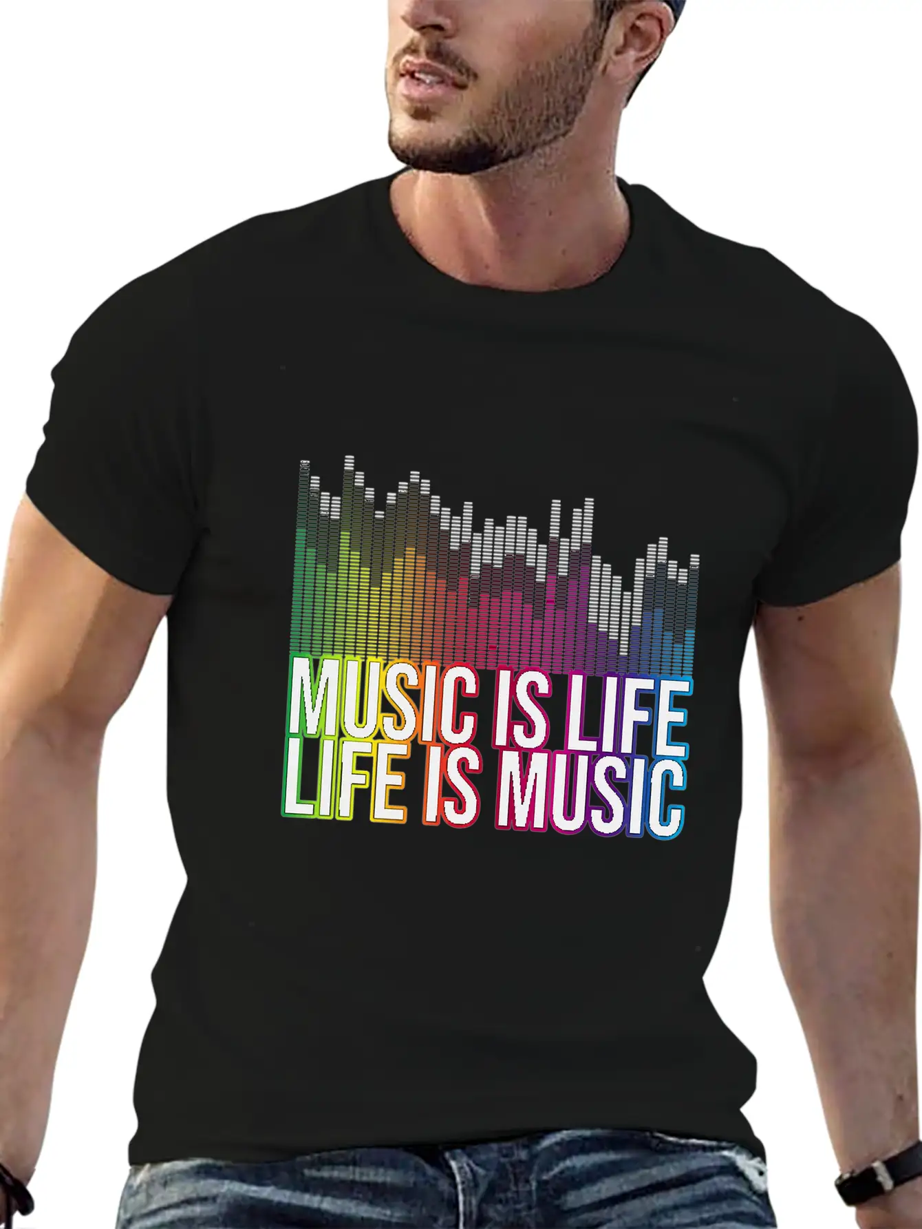 Music Is Life Life Is Music Eq Equalizer Design Gi Unisex Casual T-Shirt – Clean Design For Daily Comfort