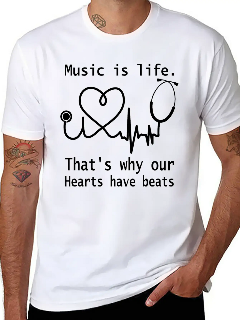 Music Is Life That S Why Our Hearts Have Beats Unisex Casual T-Shirt – Clean Design For Daily Comfort