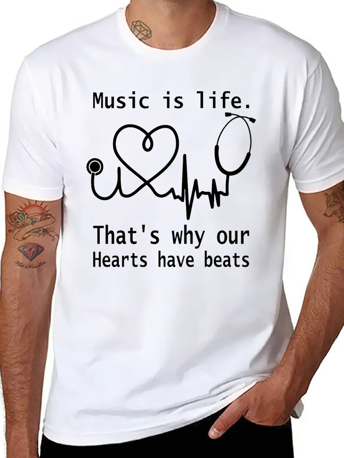 Music Is Life That S Why Our Hearts Have Beats Unisex Casual T-Shirt – Clean Design For Daily Comfort
