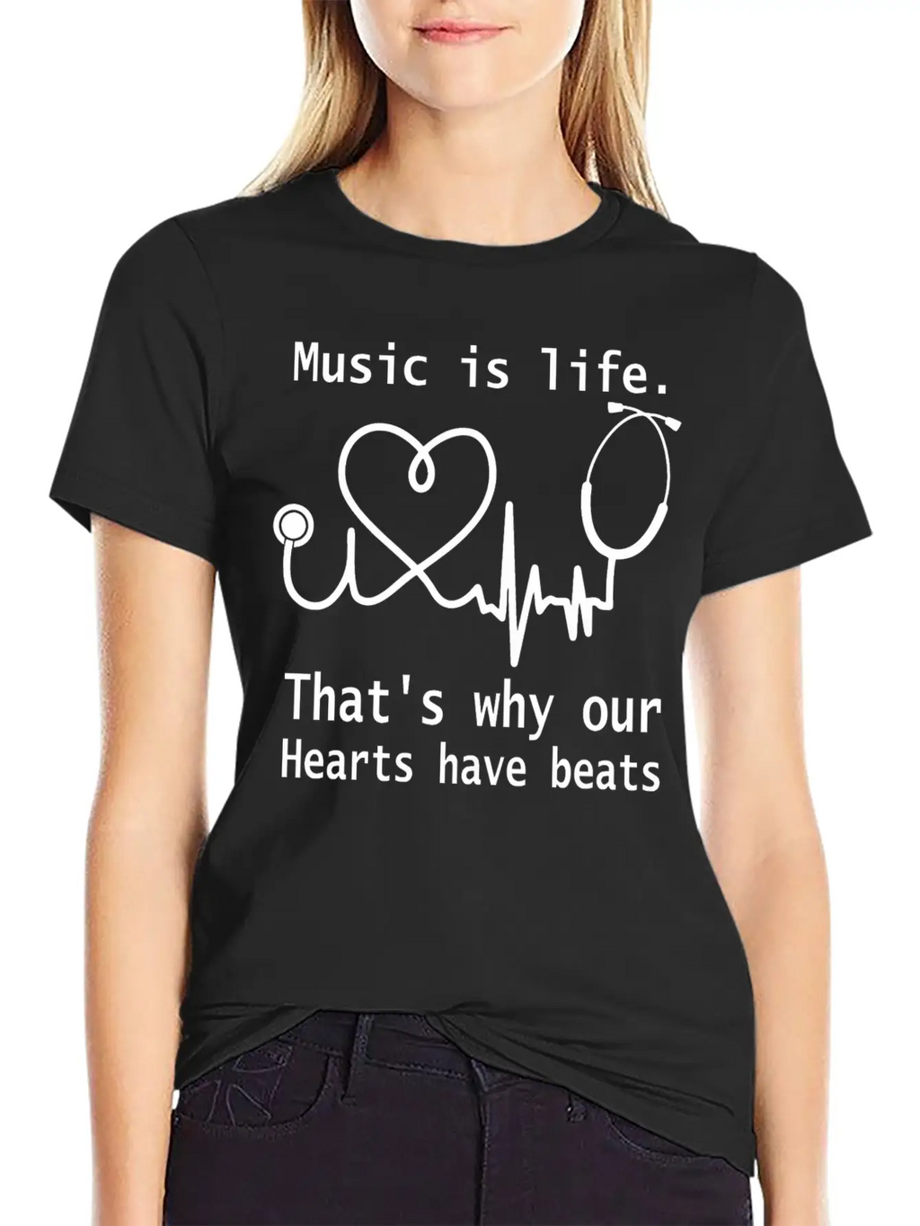 Music Is Life That S Why Our Hearts Have Beats Unisex Casual T-Shirt – Clean Design For Daily Comfort