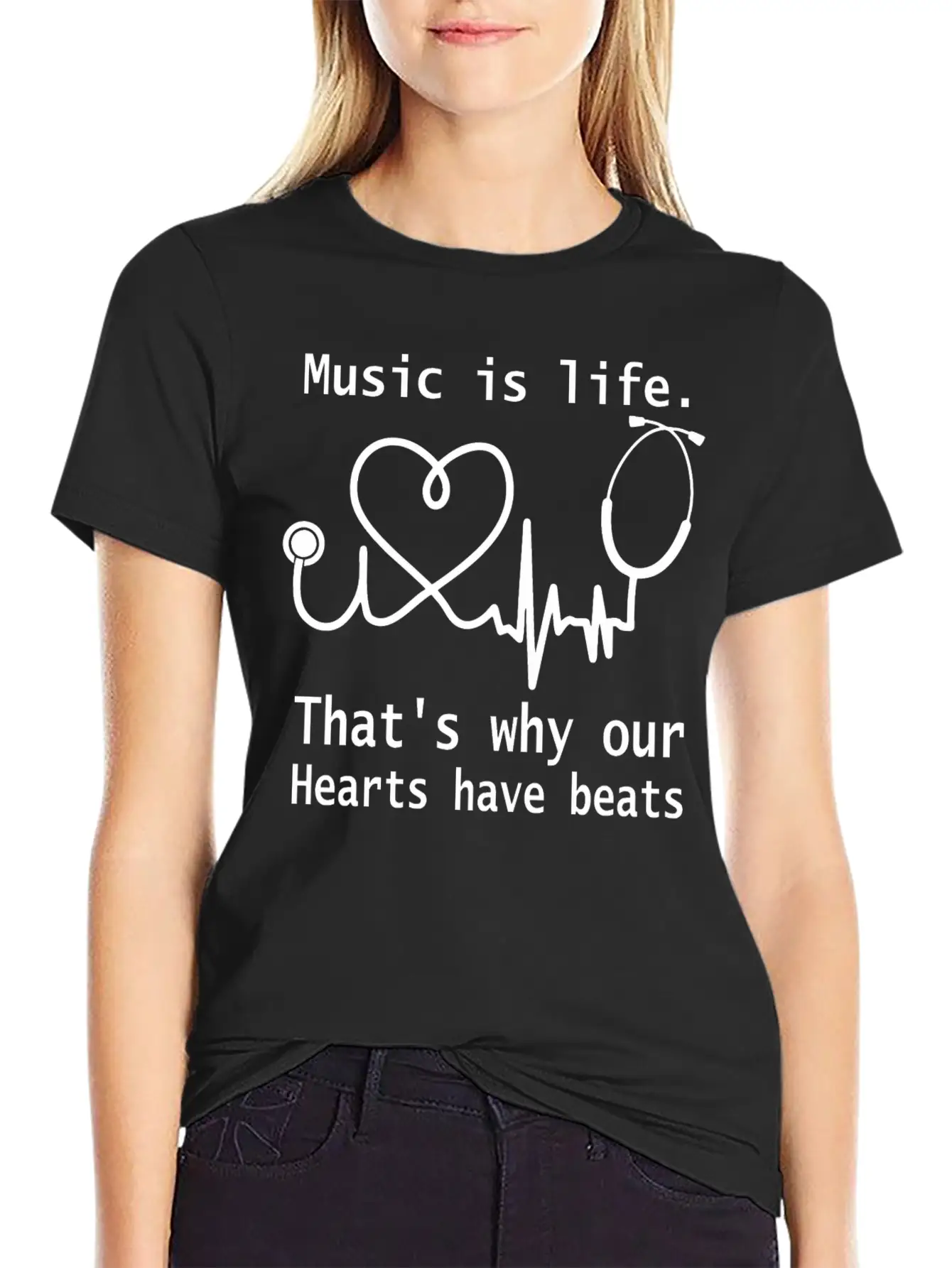 Music Is Life That S Why Our Hearts Have Beats Unisex Casual T-Shirt – Clean Design For Daily Comfort