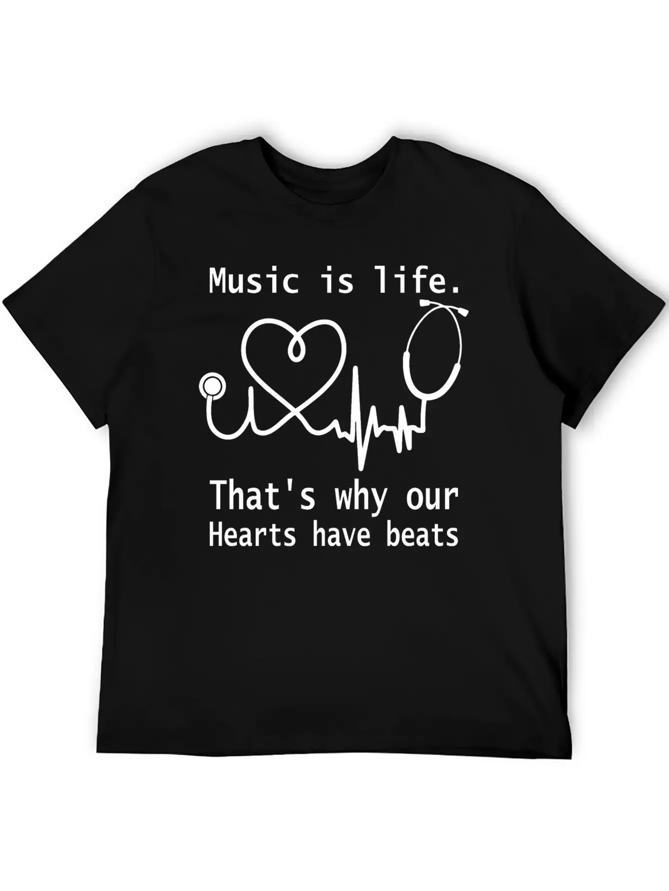 Music Is Life That S Why Our Hearts Have Beats Unisex Casual T-Shirt – Clean Design For Daily Comfort
