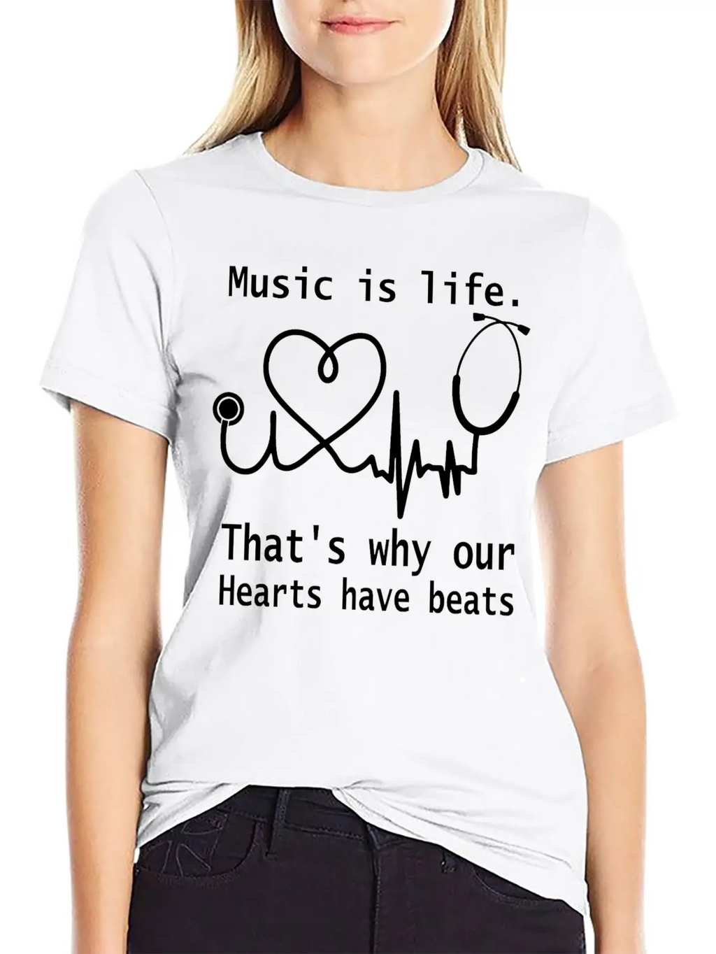 Music Is Life That S Why Our Hearts Have Beats Unisex Casual T-Shirt – Clean Design For Daily Comfort
