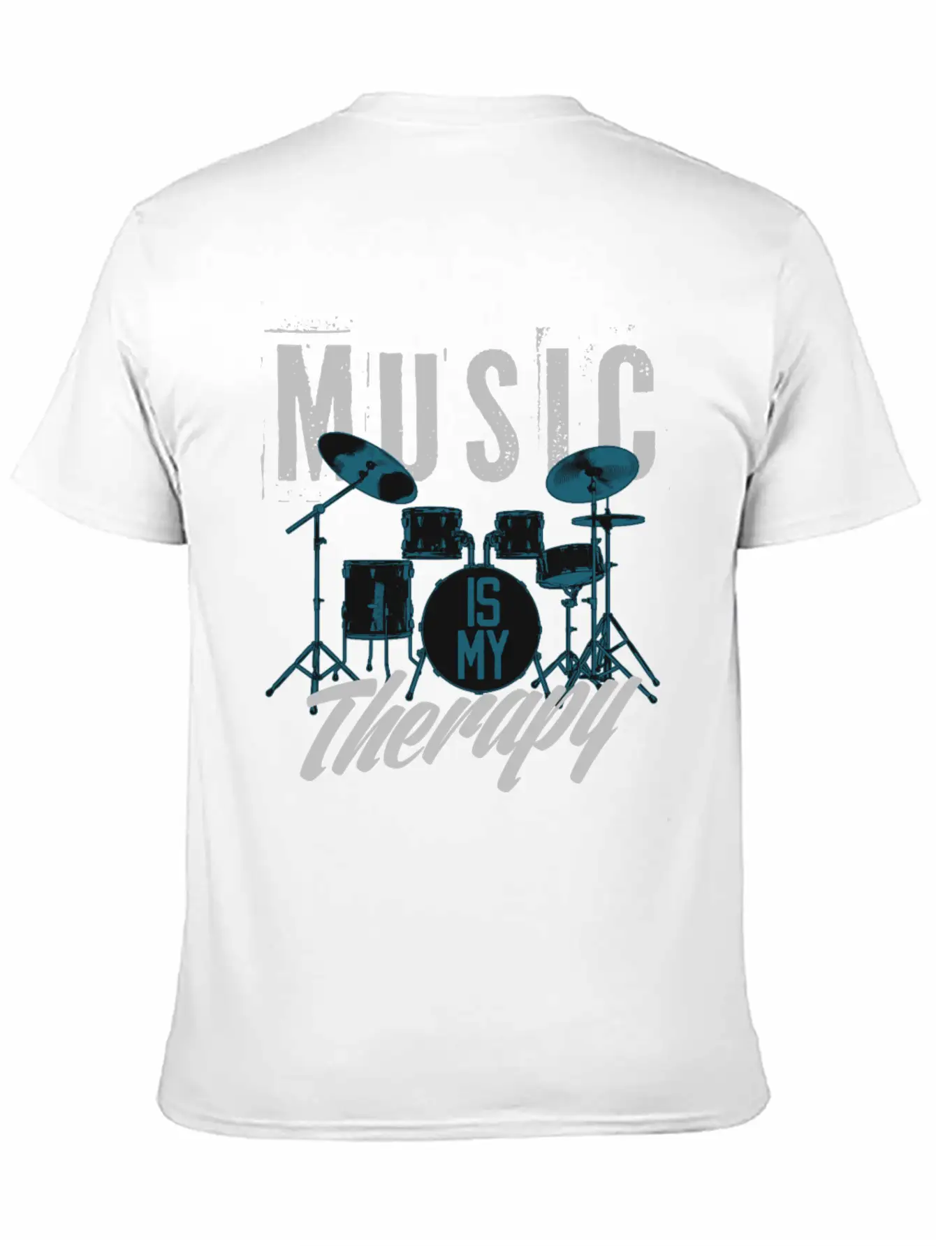 Music Is My Therapy Song Band Painting Design Casual Graphic T-Shirt – Simple And Comfortable Daily Wear