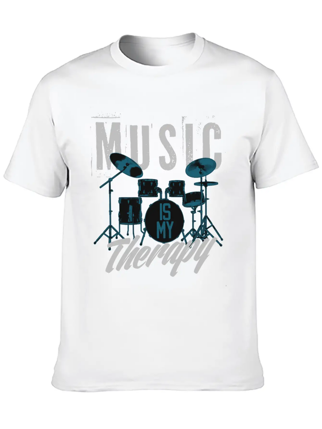 Music Is My Therapy Song Band Painting Design Casual Graphic T-Shirt – Simple And Comfortable Daily Wear