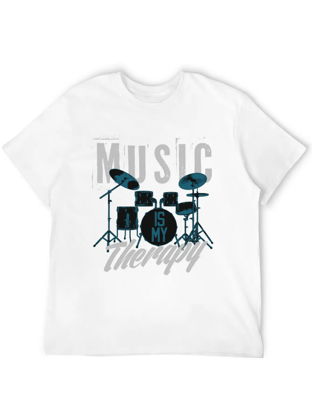 Music Is My Therapy Song Band Painting Design Casual Graphic T-Shirt – Simple And Comfortable Daily Wear
