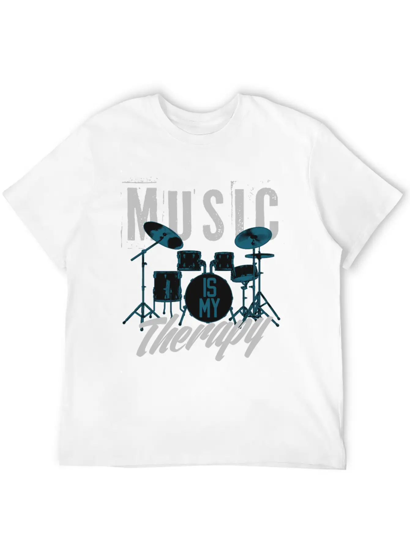 Music Is My Therapy Song Band Painting Design Casual Graphic T-Shirt – Simple And Comfortable Daily Wear