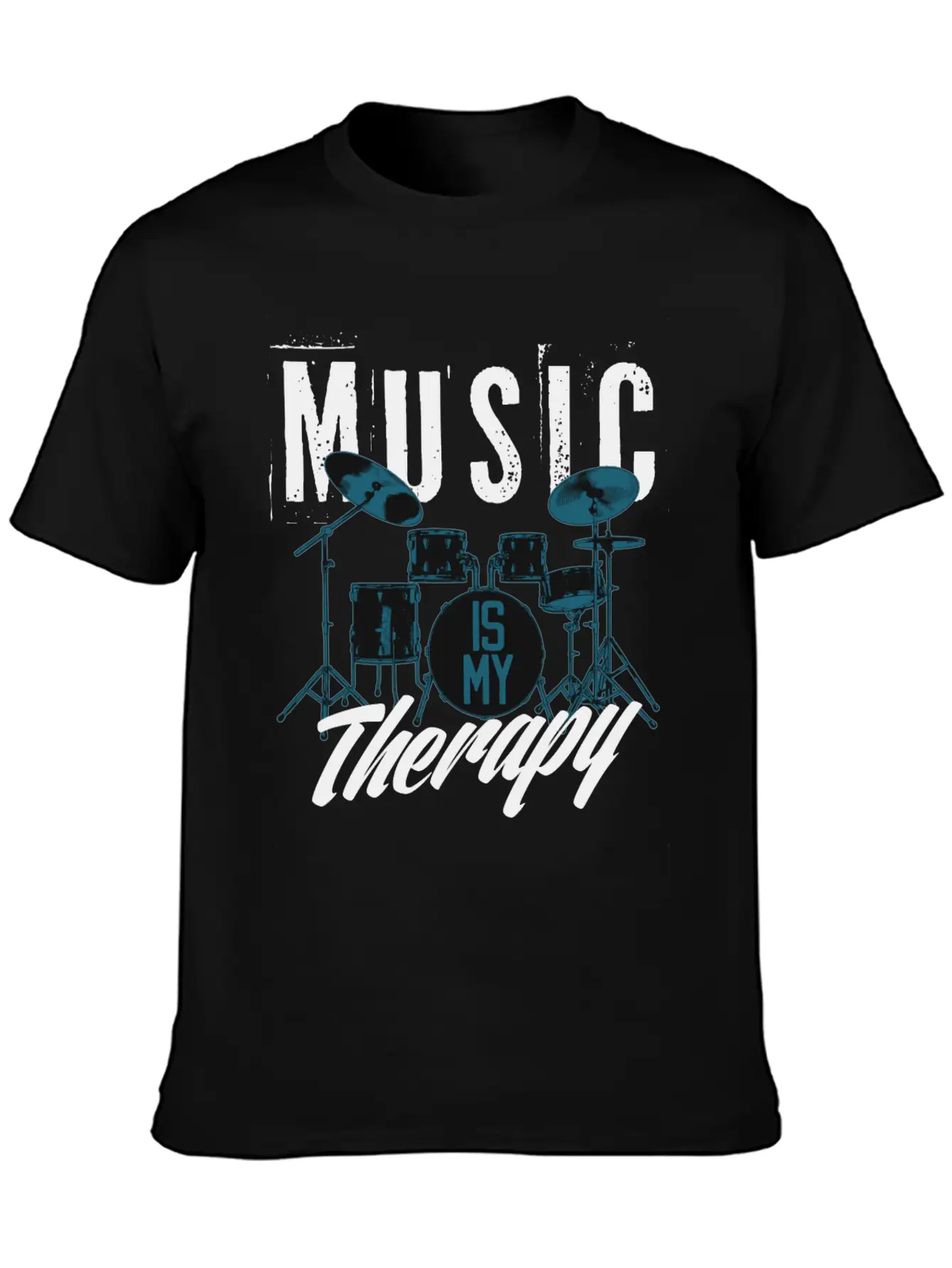 Music Is My Therapy Song Band Painting Design Casual Graphic T-Shirt – Simple And Comfortable Daily Wear