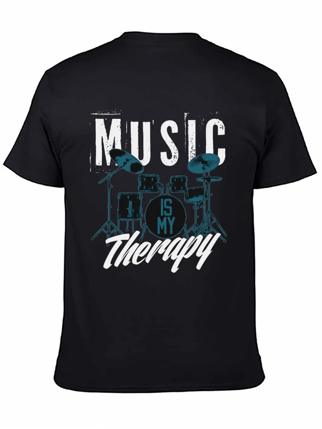 Music Is My Therapy Song Band Painting Design Casual Graphic T-Shirt – Simple And Comfortable Daily Wear