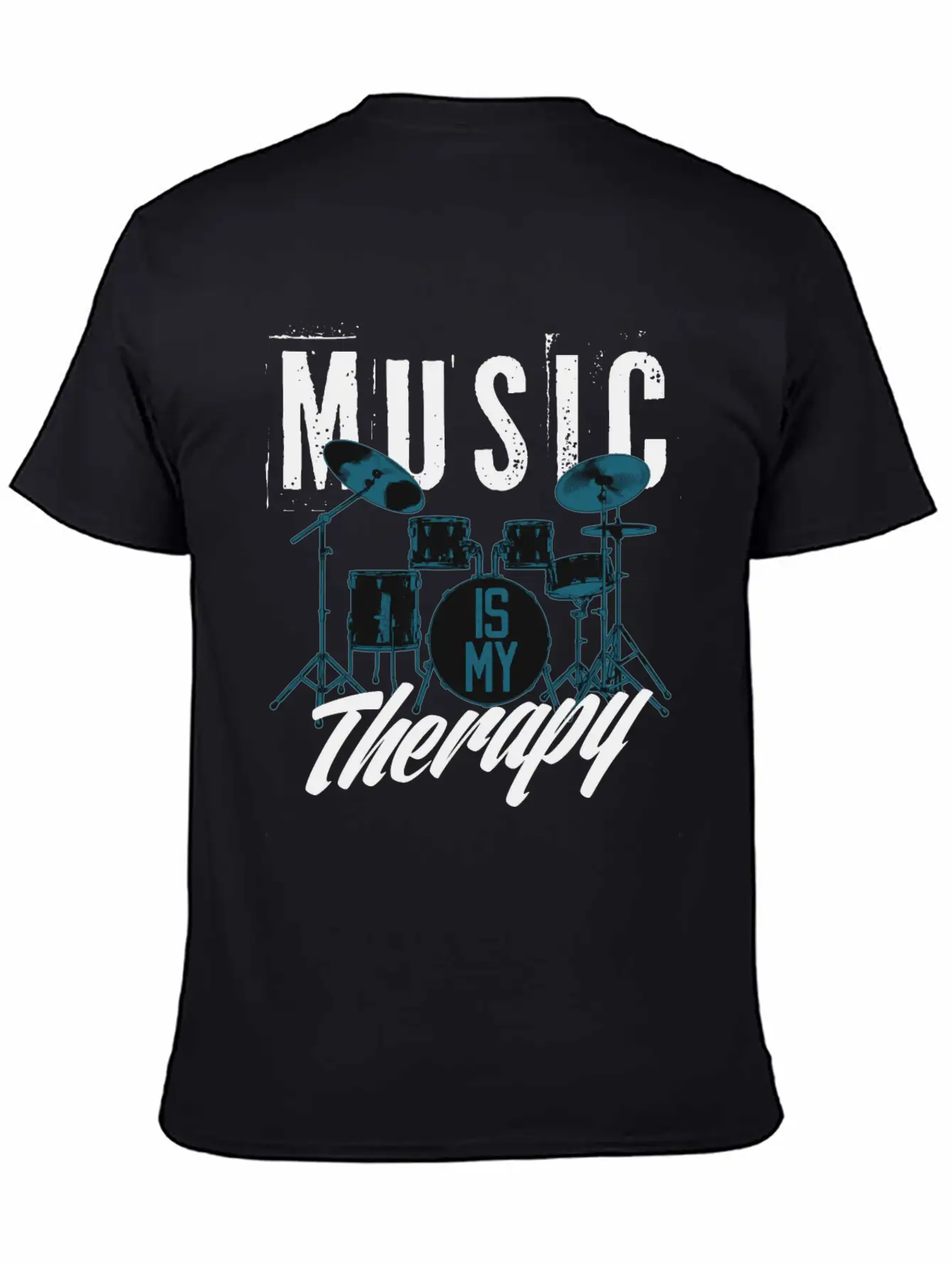 Music Is My Therapy Song Band Painting Design Casual Graphic T-Shirt – Simple And Comfortable Daily Wear