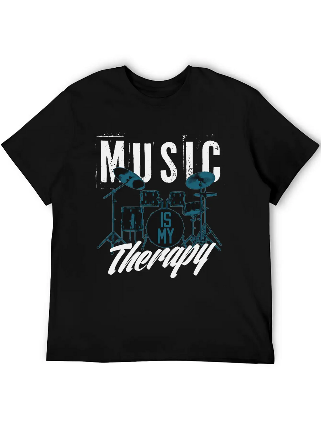 Music Is My Therapy Song Band Painting Design Casual Graphic T-Shirt – Simple And Comfortable Daily Wear