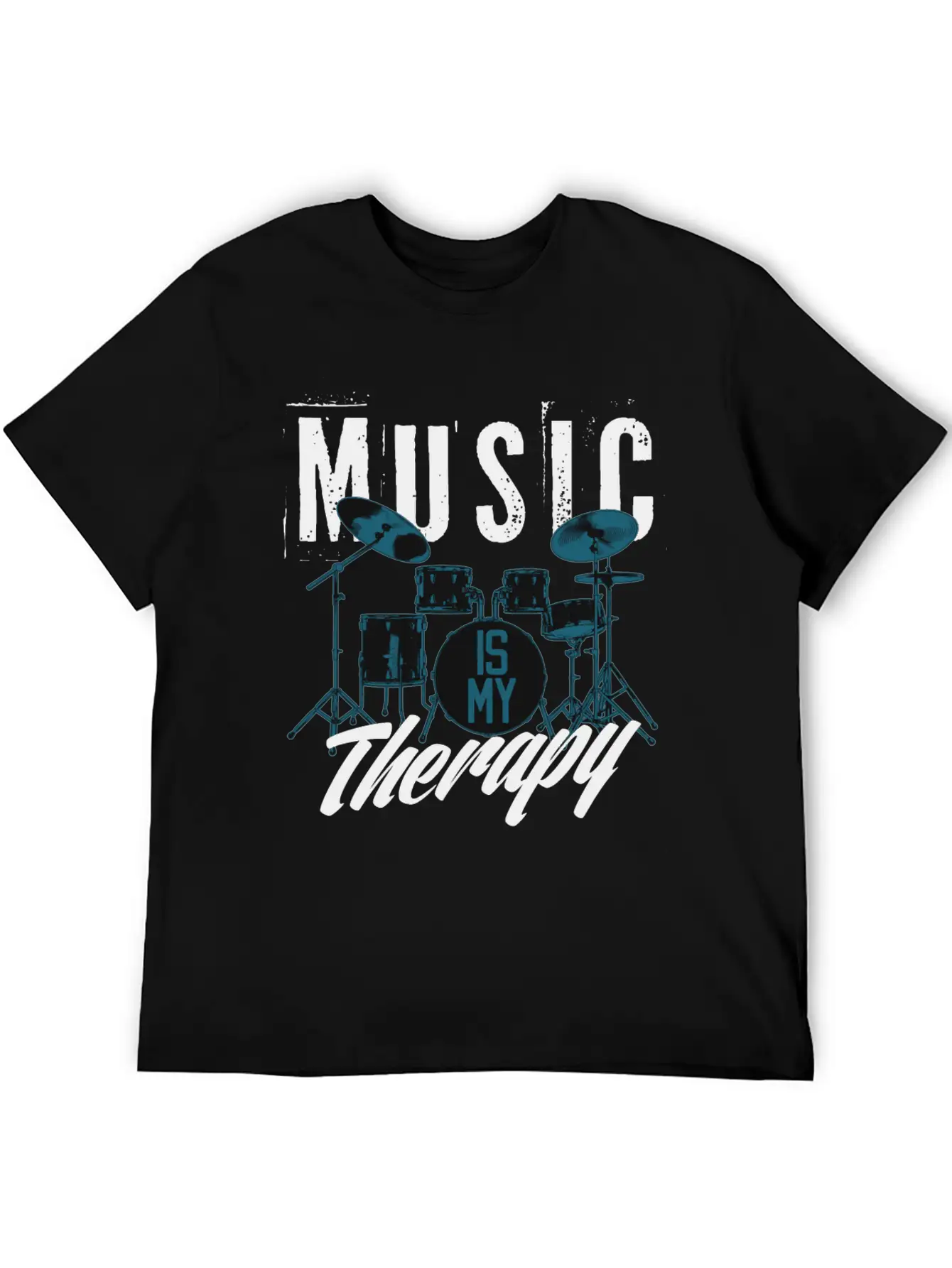 Music Is My Therapy Song Band Painting Design Casual Graphic T-Shirt – Simple And Comfortable Daily Wear