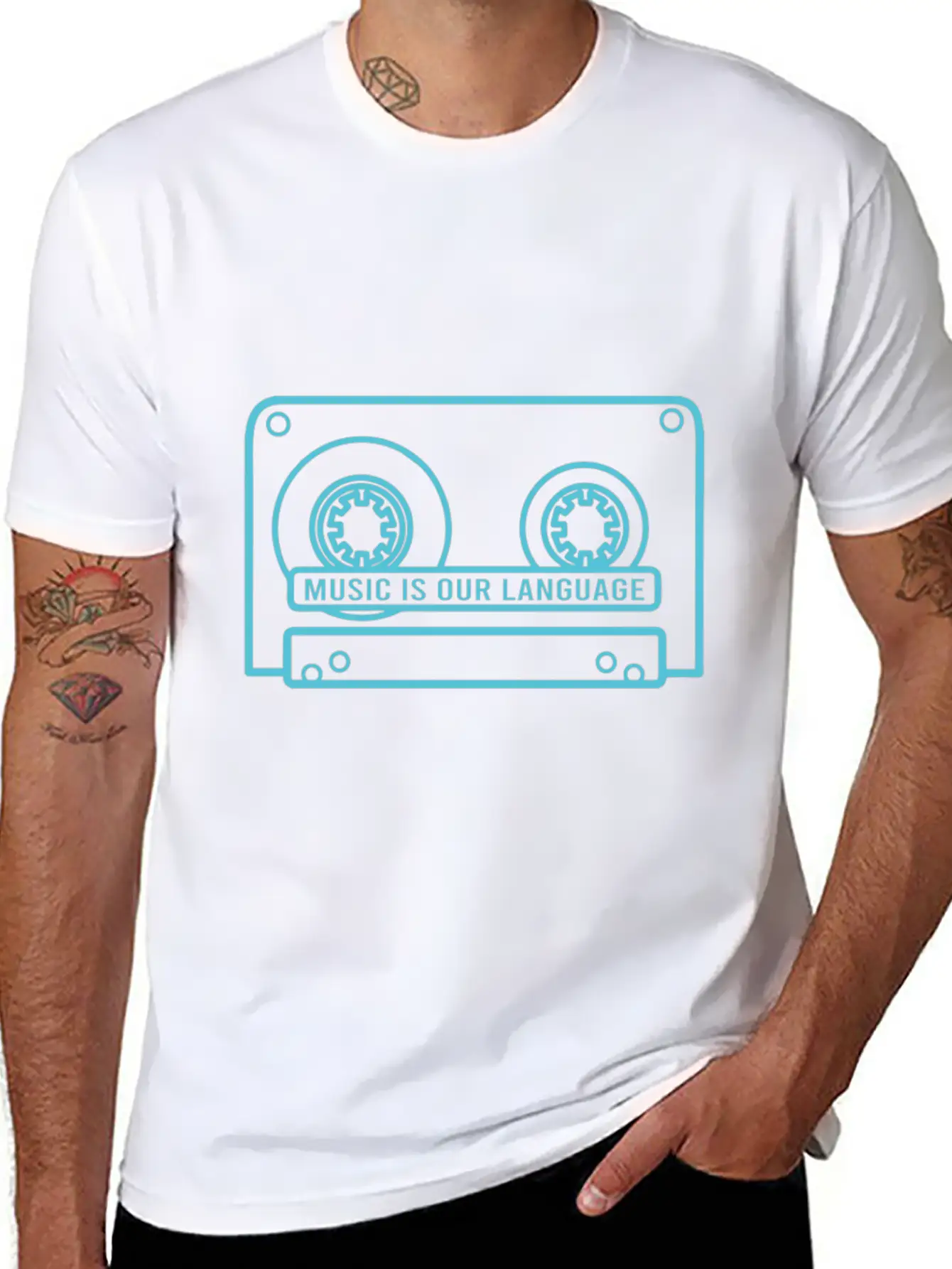 Music Is Our Language - Music Lover Casual Graphic T-Shirt – Simple And Comfortable Daily Wear